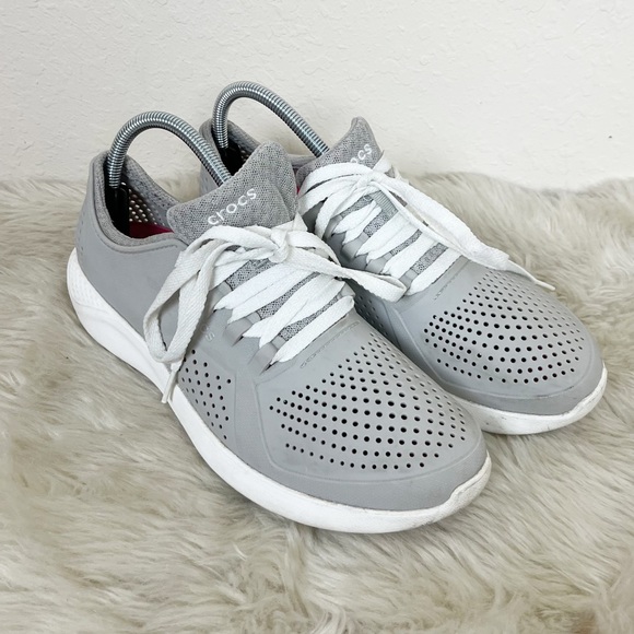 Crocs Literide Pacer Gray Lace Up Shoes Size 10 - Picture 2 of 7